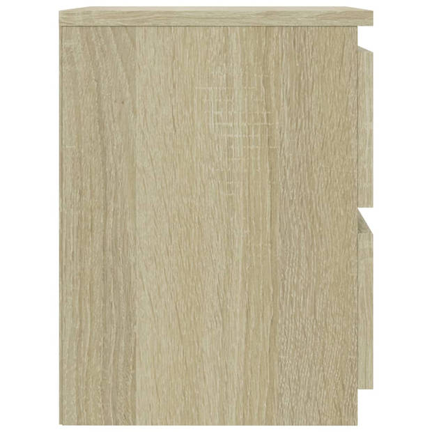 vidaXL Nachtkastjes 2 st 30x30x40 cm bewerkt hout sonoma eikenkleurig