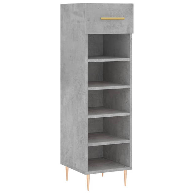 The Living Store Schoenenkast - Betongrijs - 30 x 35 x 105 cm - Duurzaam hout - Voldoende opbergruimte