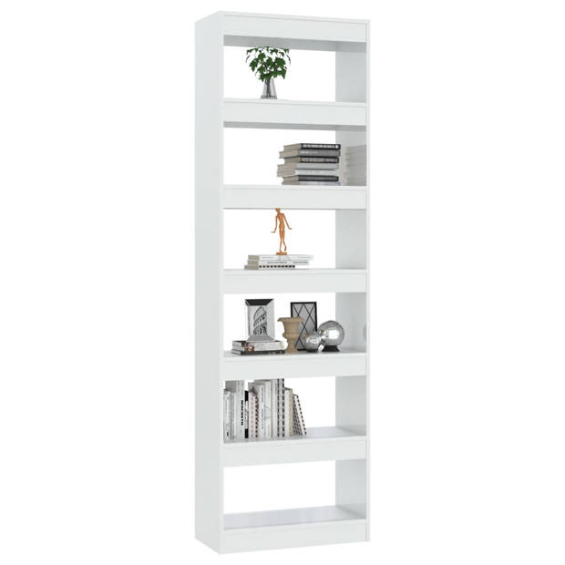 The Living Store Boekenkast - hoogglans wit - bewerkt hout - 60 x 30 x 198 cm