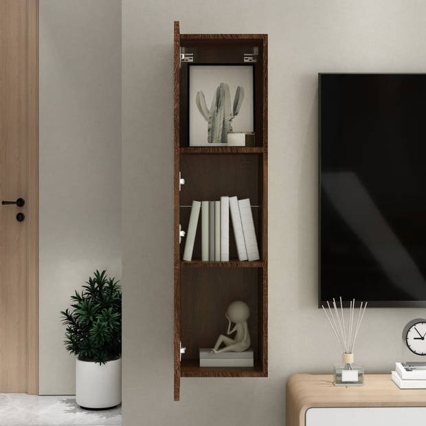 The Living Store TV-wandmeubel - bruineiken - 30.5 x 30 x 110 cm - klassiek design