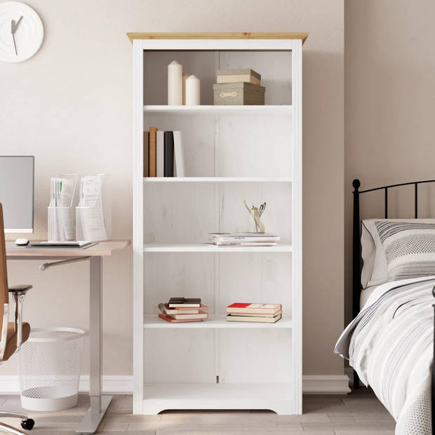 The Living Store Boekenkast Franse stijl - Massief grenenhout - 180 cm - Wit/bruin