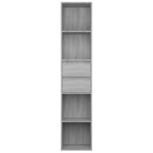 The Living Store Boekenkast - Grijs Sonoma Eiken - 36x30x171cm - 4 vakken en 2 lades