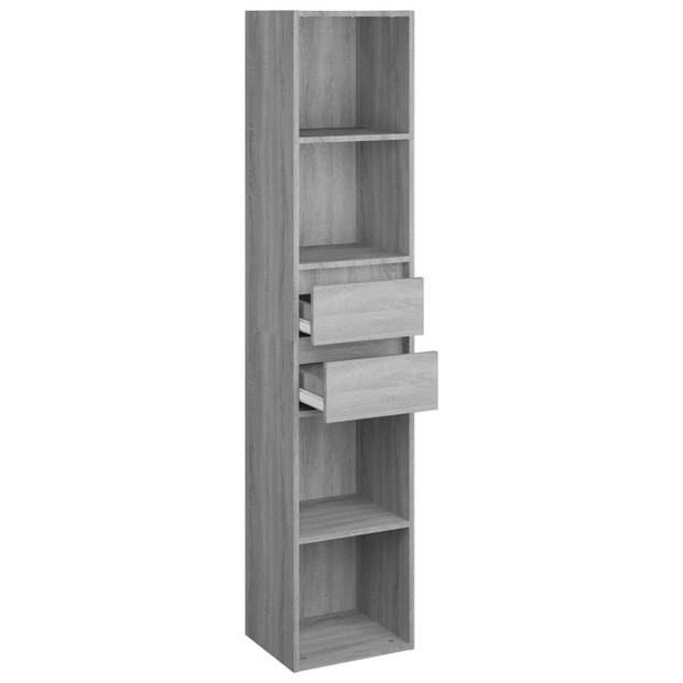 The Living Store Boekenkast - Grijs Sonoma Eiken - 36x30x171cm - 4 vakken en 2 lades