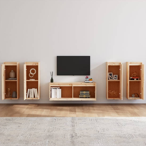 The Living Store TV-meubel - Grenenhout - Montage vereist - 100 x 30 x 35 cm - 4 x 30 x 30 x 80 cm