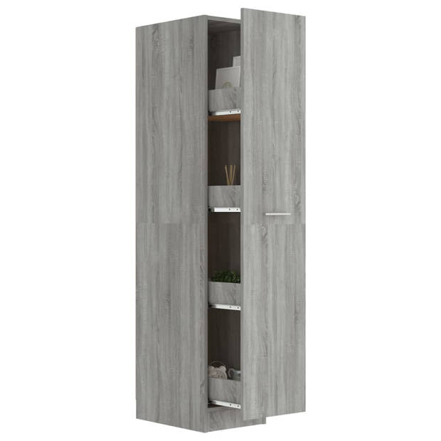 The Living Store Apothekerskast - 30 x 42.5 x 150 cm - Grijs Sonoma Eiken