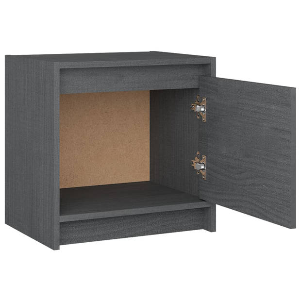 vidaXL Nachtkastjes 2st 40x30,5x40 cm massief grenenhout grijs