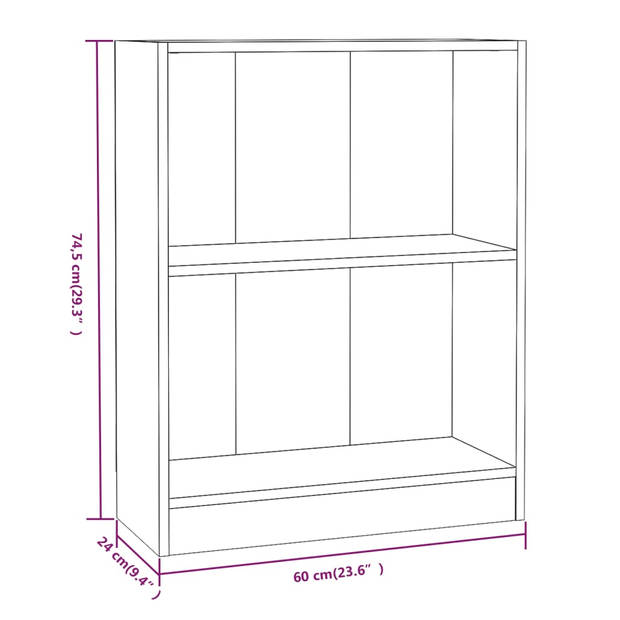 The Living Store Boekenkast - compact en functioneel - 60 x 24 x 74.5 cm - gerookt eiken