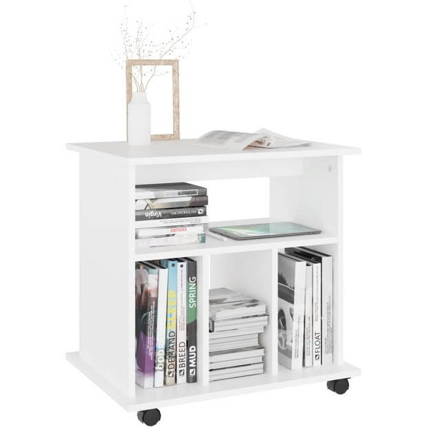 The Living Store verrijdbare kast - 60 x 45 x 60 cm - wit spaanplaat - mobiel en multifunctioneel