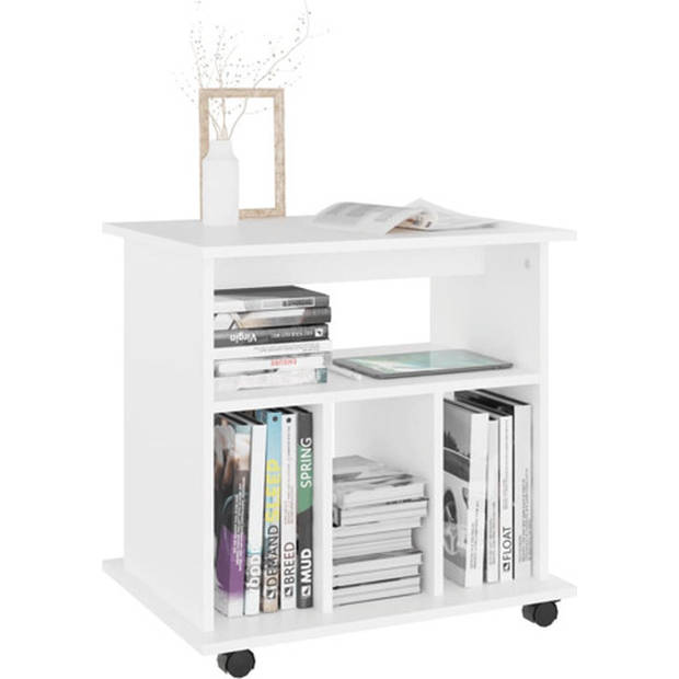 The Living Store verrijdbare kast - 60 x 45 x 60 cm - wit spaanplaat - mobiel en multifunctioneel