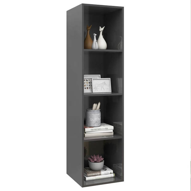 The Living Store Televisiewandmeubel - - TV-meubel - 37 x 37 x 142.5 cm - Hoogglans grijs