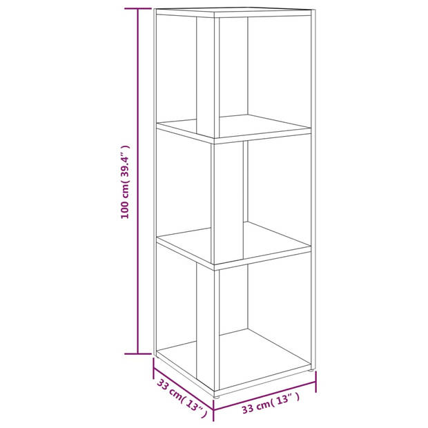 The Living Store Hoekkast Klassiek - Boekenkast 33x33x100cm - Bruineiken