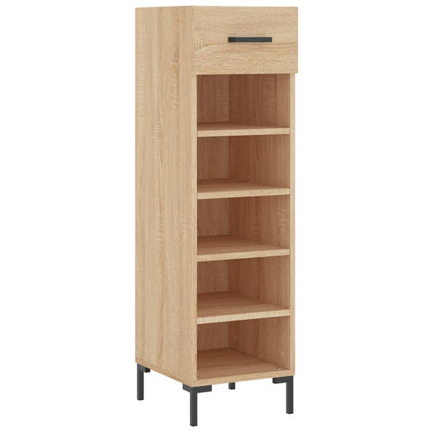 The Living Store Schoenenkast - Sonoma Eiken - 30 x 35 x 105 cm - Bewerkt hout en ijzer