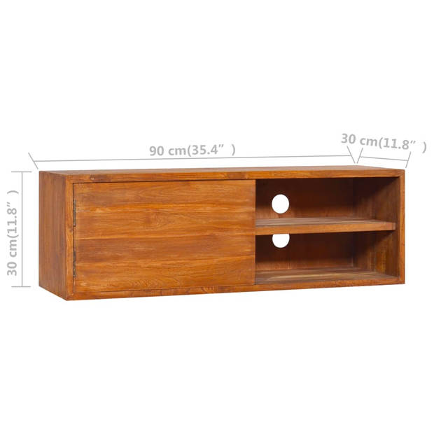 The Living Store Massief Teakhouten Tv-meubel - 90 x 30 x 30 cm - Koloniale stijl - Materiaal- Teakhout