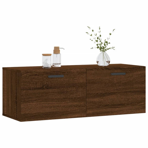 The Living Store Zwevende wandkast - Bruineiken - 100 x 36.5 x 35 cm - Duurzaam hout - Montage vereist