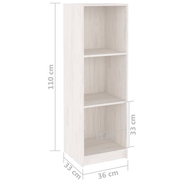 vidaXL Boekenkast/kamerscherm 36x33x110 cm massief grenenhout wit