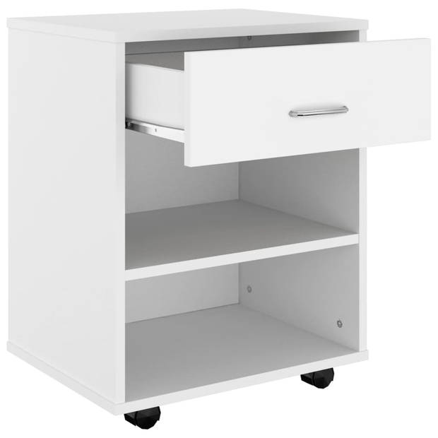 The Living Store Verrijdbare kast - 46 x 36 x 59 cm - wit - spaanplaat - mobiel en multifunctioneel