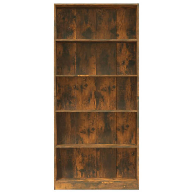 The Living Store Boekenkast Gerookt Eiken - 80 x 24 x 175 cm - 5-laags ontwerp