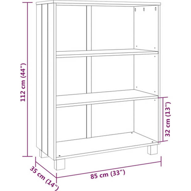 The Living Store HAMAR Boekenkast - 85 x 35 x 112 cm - donkergrijs