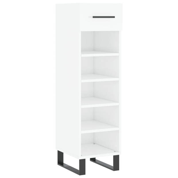 The Living Store Schoenenkast - Hoogglans wit - 30 x 35 x 105 cm - Duurzaam materiaal