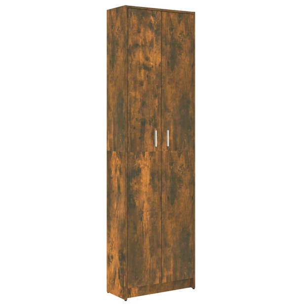 The Living Store Gangkast 55x25x189 cm bewerkt hout gerookt eikenkleurig - Kast