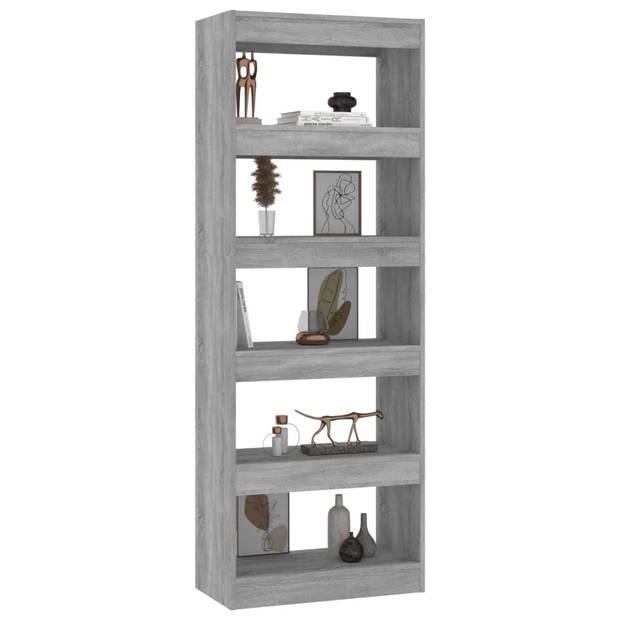 The Living Store Boekenkast Betongrijs 60 x 30 x 166 cm - Houten kast als scheidingswand - Montage vereist