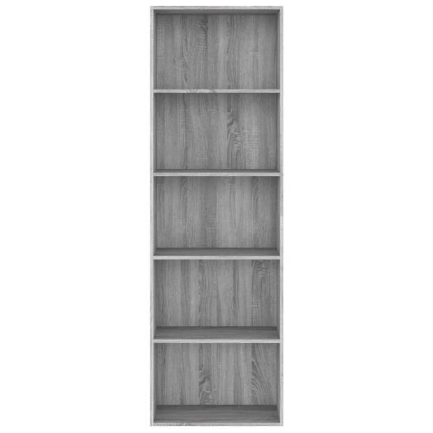 The Living Store Boekenkast - Grijs Sonoma Eiken - 60x30x189 cm - Met 5 opbergvakken