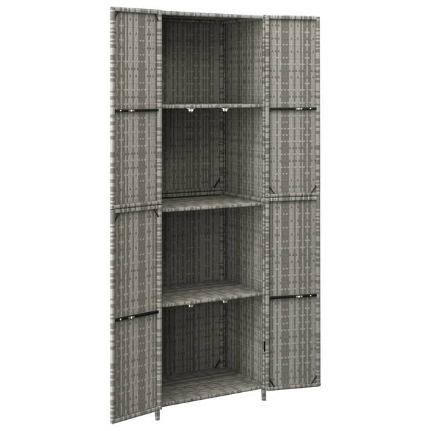 The Living Store Tuinkast Poly Rattan - 59x40x180 cm - Grijs