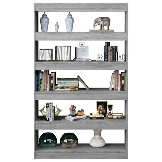 The Living Store Boekenkast - Grijs Sonoma Eiken - 100 x 30 x 166 cm