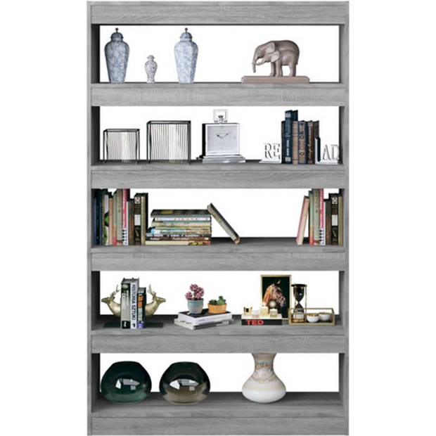 The Living Store Boekenkast - Grijs Sonoma Eiken - 100 x 30 x 166 cm