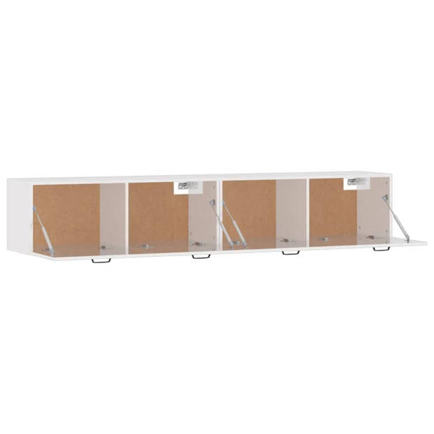 The Living Store Hangkast - Wandgemonteerd - Hoogglans wit - 100 x 36.5 x 35 cm - Bewerkt hout