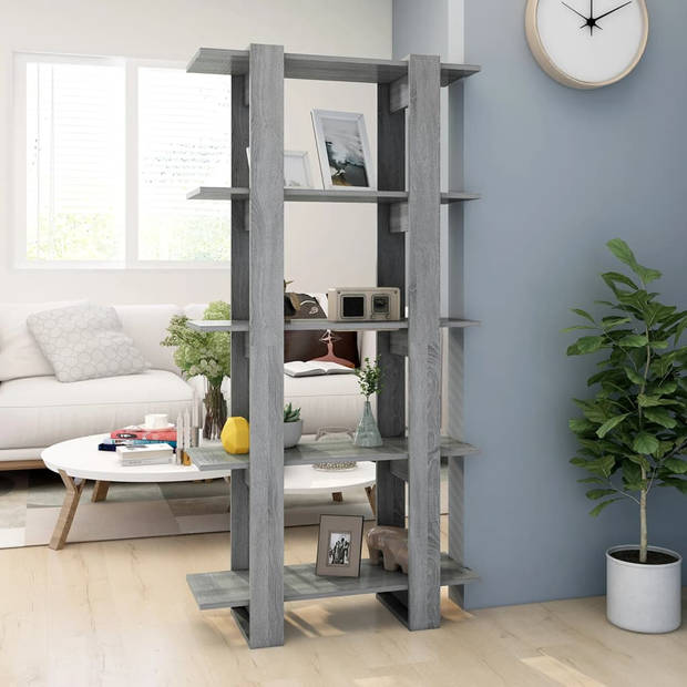 The Living Store Boekenkast Grijs Sonoma Eiken 80x30x160 cm - Stevig en Functioneel