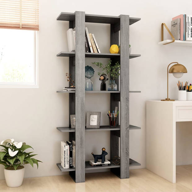 The Living Store Boekenkast Grijs Sonoma Eiken 80x30x160 cm - Stevig en Functioneel