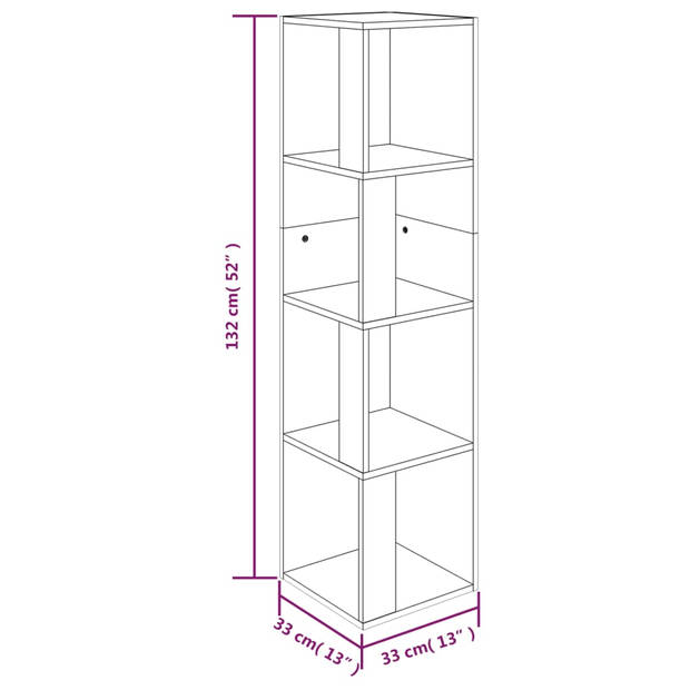 The Living Store Hoekkast Bruineiken 33x33x132cm - Duurzaam hout - Stevige en stabiele structuur