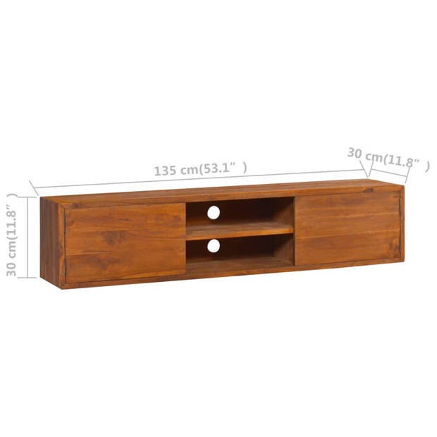 The Living Store TV-meubel Massief Teakhouten - Koloniale Stijl - 135 x 30 x 30 cm