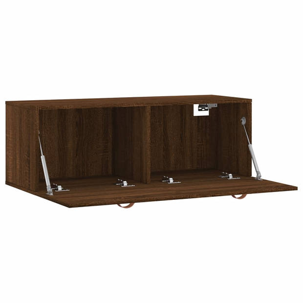 The Living Store Wandkast Bruineiken - Zwevende opbergkast - 100 x 36.5 x 35 cm - Duurzaam hout