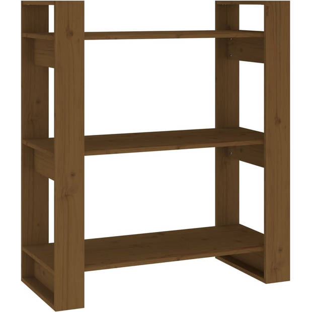 The Living Store Boekenkast Grenenhout - Houten Meubel - Kamerscherm - 80x35x91 cm - Honingbruin