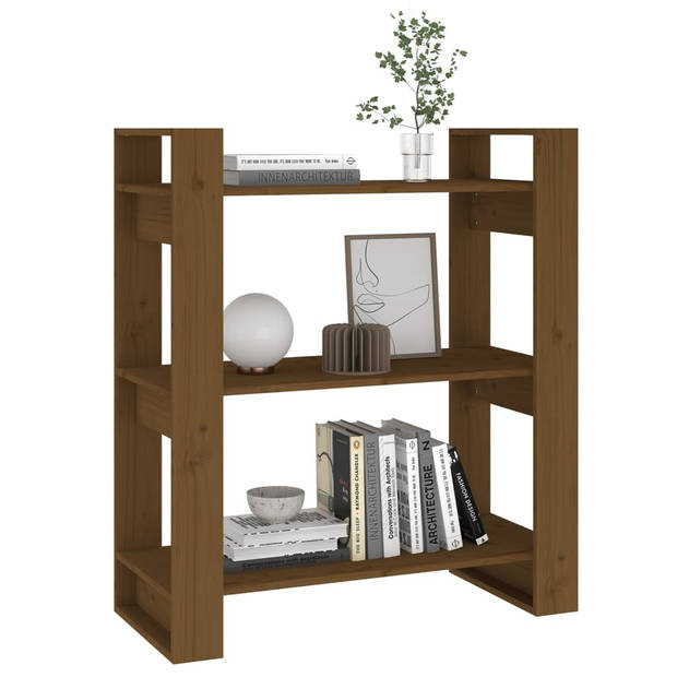 The Living Store Boekenkast Grenenhout - Houten Meubel - Kamerscherm - 80x35x91 cm - Honingbruin