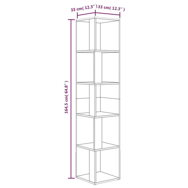 The Living Store Hoekkast - Classic - Opbergkast - 33x33x164.5 cm - Duurzaam materiaal - Stevige structuur - Ruime