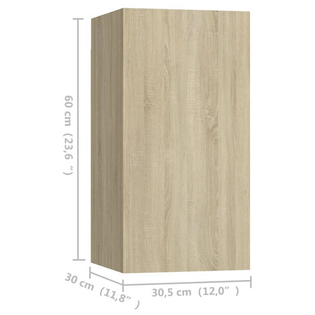 vidaXL Tv-meubelen 4 st 30,5x30x60 cm bewerkt hout sonoma eikenkleurig