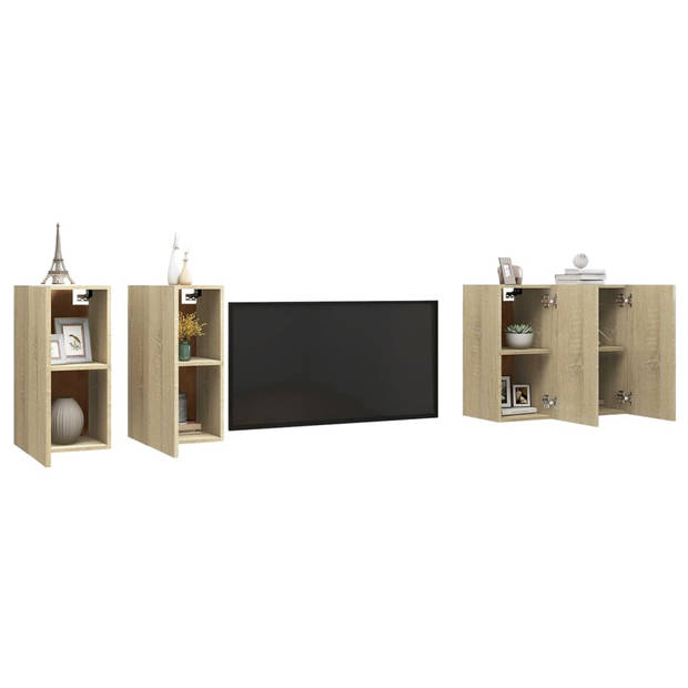 The Living Store Wandmeubel TV - Sonoma eiken - 30.5 x 30 x 60 cm - 2 schappen