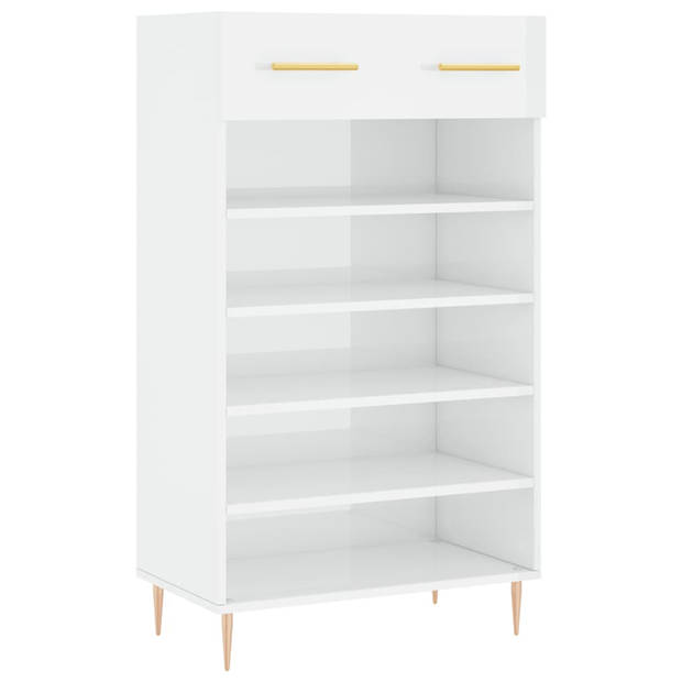 The Living Store Schoenenkast - Product - Opbergruimte - 60x35x105cm - Hoogglans wit