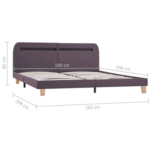 vidaXL Bedframe met LED stof taupe 160x200 cm