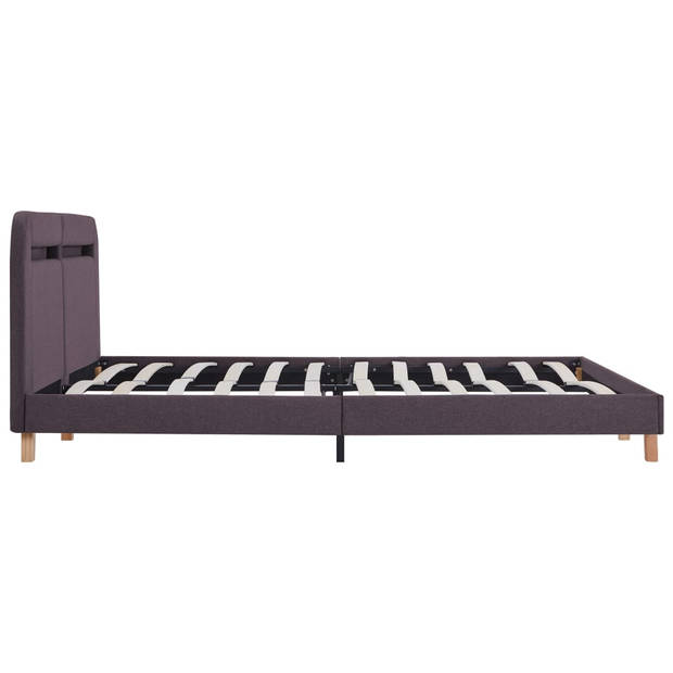 vidaXL Bedframe met LED stof taupe 160x200 cm