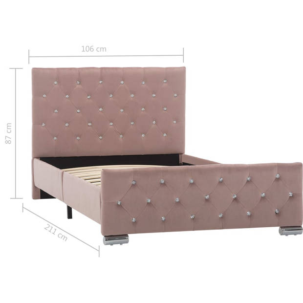 vidaXL Bedframe fluweel roze 100x200 cm