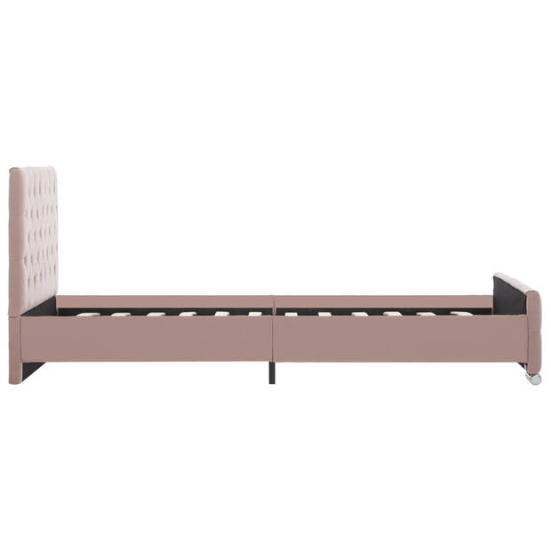 vidaXL Bedframe fluweel roze 100x200 cm