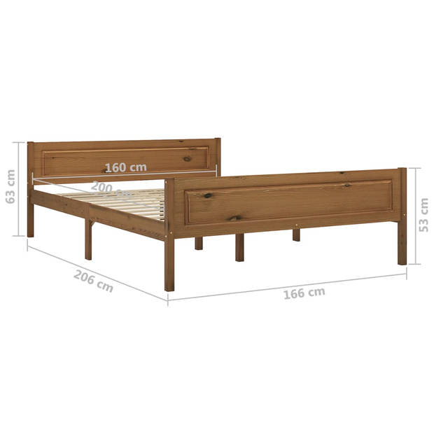 vidaXL Bedframe massief grenenhout honingbruin 160x200 cm