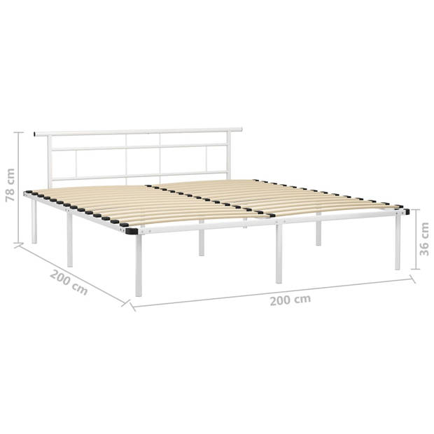 vidaXL Bedframe metaal wit 200x200 cm