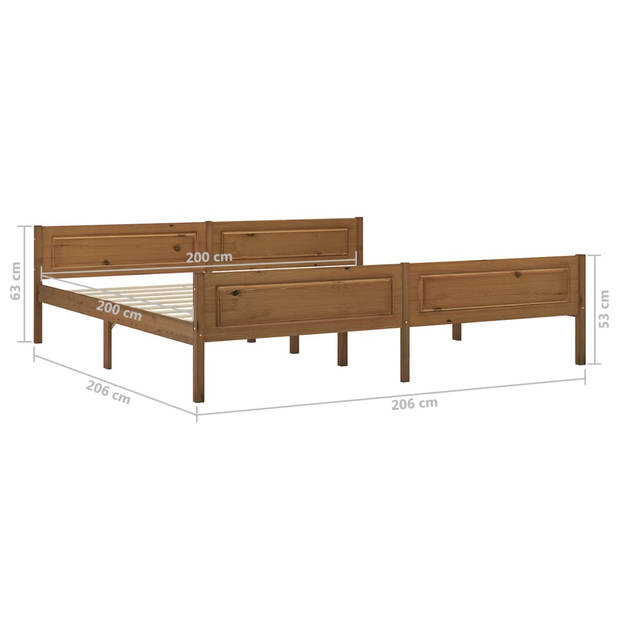 vidaXL Bedframe massief grenenhout honingbruin 200x200 cm