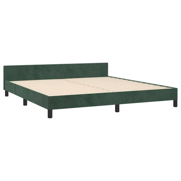 vidaXL Bedframe met hoofdeinde fluweel donkergroen 180x200 cm