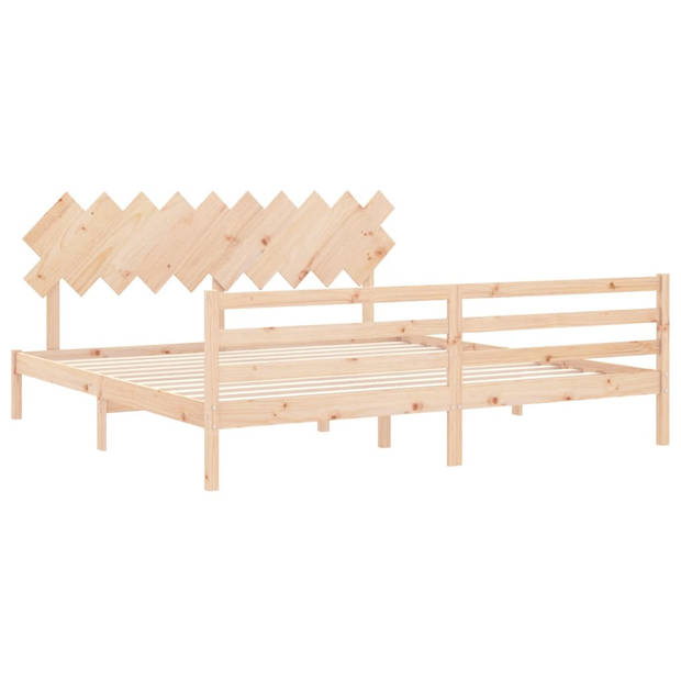 vidaXL Bedframe met hoofdbord massief hout 200x200 cm